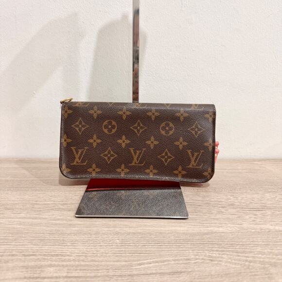 Louis Vuitton Monogram Logo Large Zip Up Flap Continental Wallet Brown/Pink - Picture 1 of 10